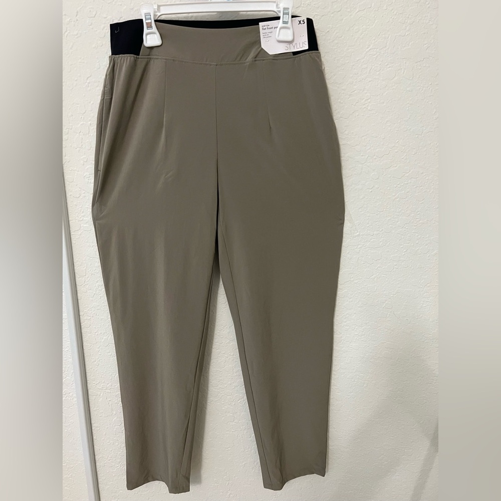 STYLUS Taupe Flat Front Pants